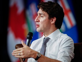 Prime Minister Justin Trudeau speaks to the Calgary Chamber of Commerce in Calgary Wednesday.