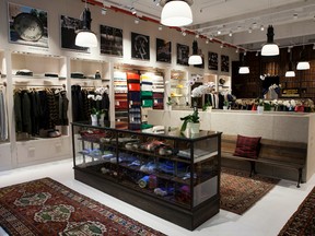 Interior of a Woolrich store in Soho, New York.