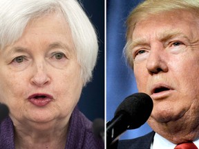 U.S. Federal Reserve chair Janet Yellen and President-elect Donald Trump.