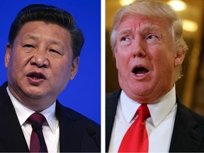 Donald Trump, right, and Chinese President Xi Jinping