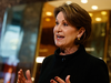 Lockheed Martin CEO Marillyn Hewson talks to reporters in the lobby of Trump Tower in New York, on Jan. 13, after meeting with Donald Trump.