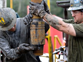 Workers drill for gas in Bradford County, Pennsylvania.