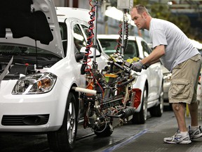 A worker on the line of General Motors’ assembly plant in Lordstown, Ohio.