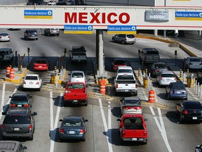 Traffic in the U.S. enters Mexico at the San Ysidro border crossing, the world's busiest, 2008 in Tijuana. Mexico is the fourth-largest supplier of oil to the United States.