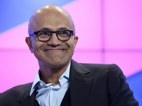 Microsoft CEO Satya Nadella speaks during a panel session during the first day of the 47th annual meeting of the World Economic Forum, WEF, in Davos, Switzerland, Tuesday, Jan.  17, 2017.