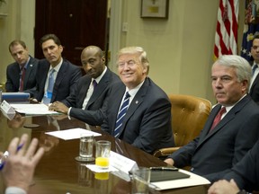 U.S. President Donald Trump meets with representatives from PhRMA
