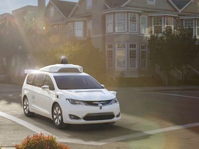 A customized Chrysler Pacifica Hybrid that will be used for Google's autonomous vehicle program