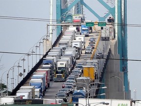 The Ambassador Bridge between Windsor, Ont., and Detroit.