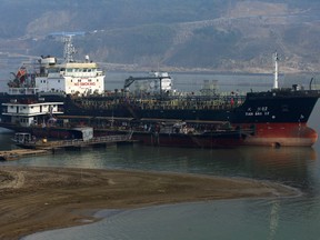 The Tianbao oil tanker to be delivered is seen at a factory of Chongqing Changhang Dongfeng Vessel Industry Company  in Chongqing, China.