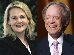 Jackie Hunt, new head of global bond fund PIMCO, and PIMCO founder and former CEO, Bill Gross.