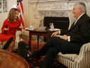 U.S. Secretary of State Rex Tillerson (R) and Canadian Minister of Foreign Affairs Chrystia Freeland before meeting at the State Department