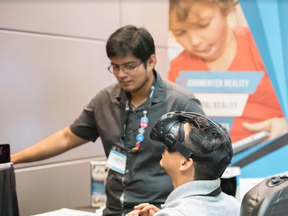 Attendees experiment with virtual reality at GameON: Ventures 2016, an Interactive Ontario-sponsored event held in October in Toronto.