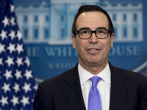 Treasury Secretary Steven Mnuchin speaks during the daily press briefing in the Brady Press Briefing Room of the White House in Washington, DC on February 14, 2017.