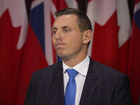 Ontario Provincial Conservative Leader Patrick Brown answers questions from the media