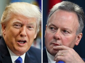 President Donald Trump, left, and Bank of Canada Governor Stephen Poloz. The new president’s policies could push the Bank to the brink of quantitative easing, economists say.