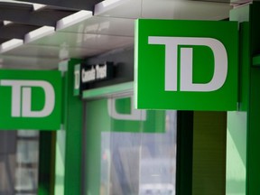 TD Bank shares fell as much as 5 per cent Friday.