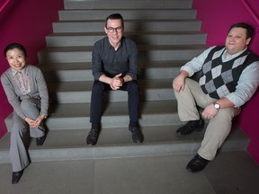From left, Dan Yang, Noel Webb and David Vradenburg at the Rotman School of Business.