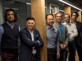 Left to right: Parag Desai, Ambles Kwok, Joon Nah, Adam Brown, Luca Fornoni and Jas Chahal, who are all managers at Therapia Health Management startup.