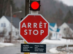 The US/Canada border in East Hereford, Quebec.