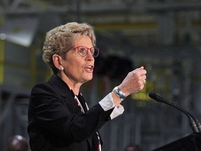 Ontario Premier Kathleen Wynne speaks at the Ford Essex Engine Plant in Windsor, Ont. on Thursday, March 30, 2017.