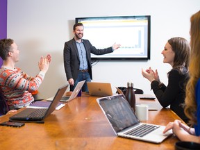 Ryan Stewart, chief commercial officer of Beanstream, at the whiteboard.