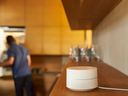 Google Wifi is seen in a kitchen.