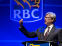 RBC President and CEO Dave Mckay speaks to shareholders at the company's annual shareholders meeting 