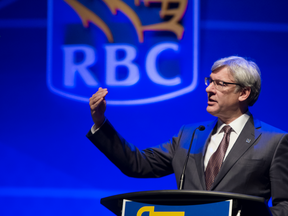 RBC President and CEO Dave Mckay speaks to shareholders at the company's annual shareholders meeting