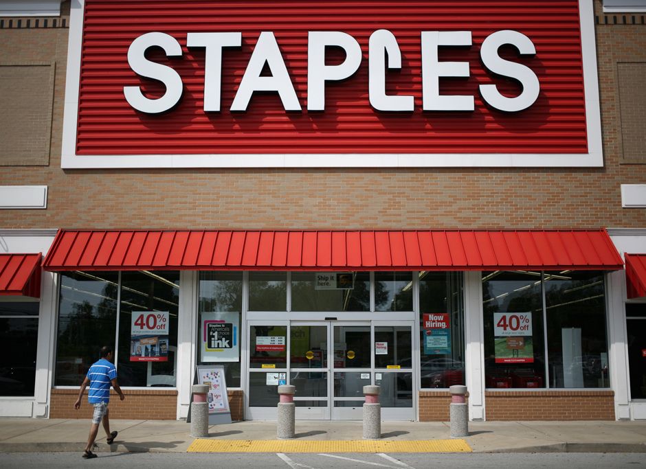 Staples Inc shares spike 15 on talk that the office supply giant is