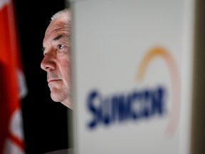 Suncor Energy Inc. president and CEO Steve Williams waits to address the company's annual meeting in Calgary