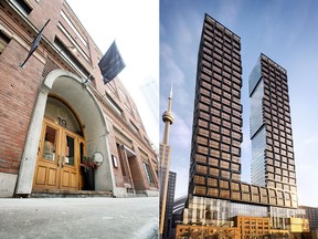 Left, Toronto's 19 Mercer Street, where the soon to be built Nobu Residences will be located. Right, a rending of Nobu Residences Toronto