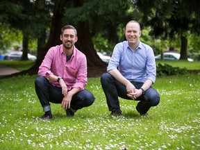 Trevor Bowden and Jacob Malthouse, owners of Big Room Media, get with the green.