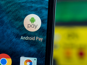 Google's Android Pay icon on a mobile device.