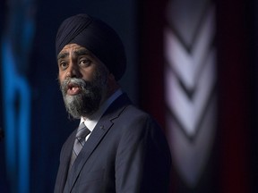 Minister of National Defence Minister Harjit Sajjan speaks at the Canadian Association of Defence and Security conference in Ottawa, Wednesday May 31, 2017. Sajjan used a major speech Wednesday to the defence industry to blast American firm Boeing for picking a trade spat with Bombardier.