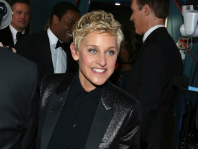 Ellen DeGeneres appears backstage during the Oscars in Los Angeles