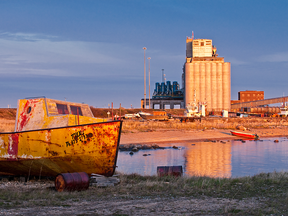 An old boat sits on the shore, near the now-closed Port of Churchill on Hudson Bay in northern Manitoba.
Communities in the region are fighting for the future of the Hudson Bay Railway, currently owned by a U.S. company, a lifeline for themselves and for the port.