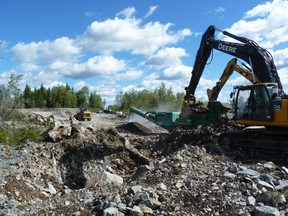 Mining the stockpile at Orefinders' Mirado Gold Project in Ontario