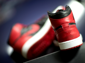 A pair of Air Jordan One band sneakers, valued at more than $2,000