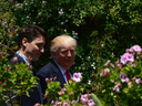 Prime Minister Justin Trudeau and U.S. President Donald Trump walk together during the G7 Summit in Taormina, Italy