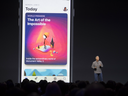 The App Store's redesign is shown on stage by Phil Schiller, senior vice president of worldwide marketing at Apple.