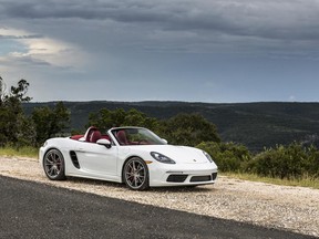 This photo provided by Porsche Cars North America, Inc. shows the 718 Boxster. Porsche's mid-engine convertible sports car, the Boxster, is beautifully revamped for 2017 with new engines, retuned suspension, styling updates and more standard features than before. (Courtesy of Porsche Cars North America, Inc. via AP)
