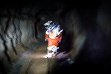 Underground, workers must look down most of the time to light up their path, which can be filled with jutting rocks and mucky debris. However, at Dome it’s also important to look up once in awhile because the old mine’s ceilings are also low and could have falling rocks.