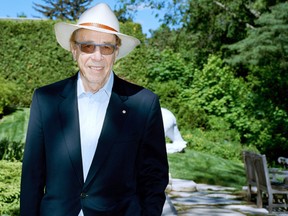 Isadore Sharp, founder and chairman of Four Seasons Holdings Inc., stands for a photograph at his home in Toronto, Ontario, Canada, on Friday, June 1, 2017.