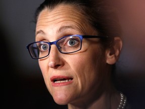 Foreign Affairs Minister Chrystia Freeland says Canada and the United States remain "very far apart" on negotiating a softwood lumber settlement.