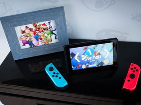 The Nintendo Switch console during the company's launch event in New York on March 3, 2017.