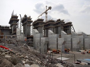 The construction site of the hydroelectric facility at Muskrat Falls, Newfoundland and Labrador is seen on Tuesday, July 14, 2015. Nalcor Energy is slated to give an update today on the $11.7-billion Muskrat Falls hydro development in Labrador. THE CANADIAN PRESS/Andrew Vaughan