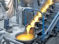 Gold is poured at Osisko Mining Corporation’s Canadian Malartic gold mine in Quebec.