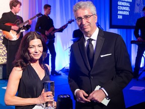 Pascale Elharra of BMO receives the Litigation Management award from Robert Wisner of McMillan at the 2017 Canadian General Counsel Awards