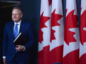 Stephen Poloz, Governor of the Bank of Canada, holds a press conference at the National Press Theatre in Ottawa on Wednesday.
