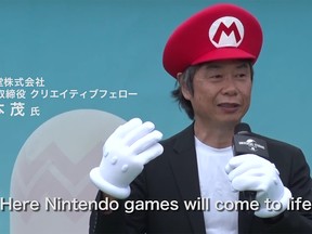 Mario creator Shigeru Miyamoto at the Super Nintendo World ground breaking